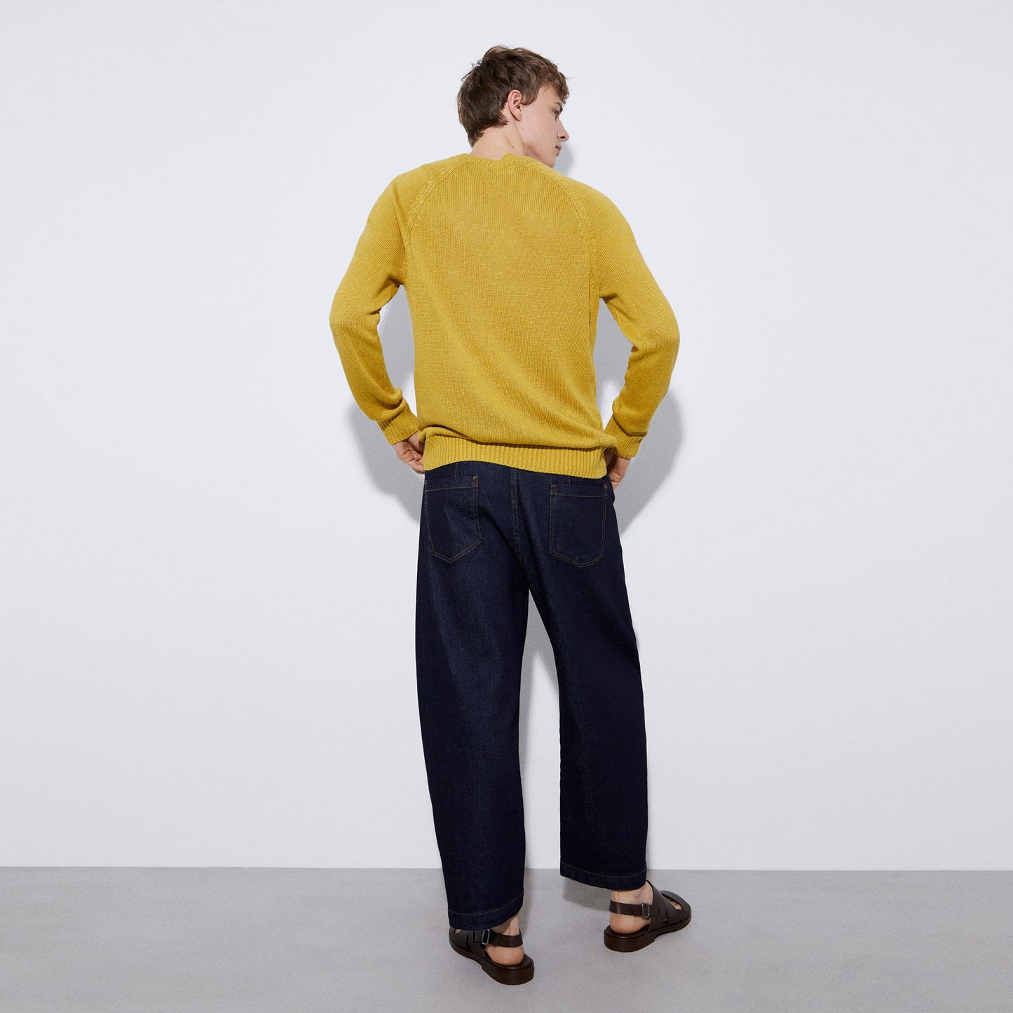 Yellow Turmeric Linen And Viscose Fluid Sweater