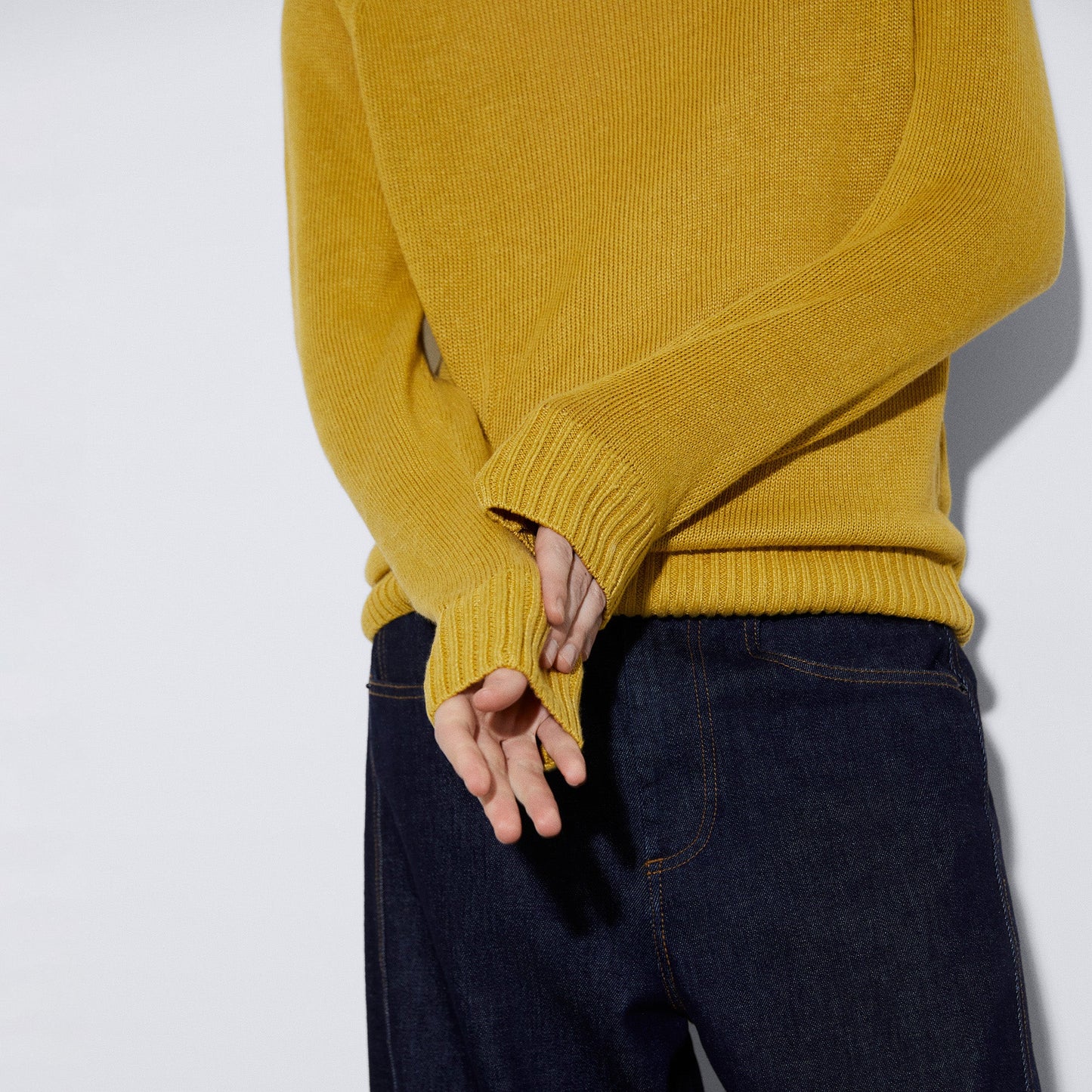 Yellow Turmeric Linen And Viscose Fluid Sweater