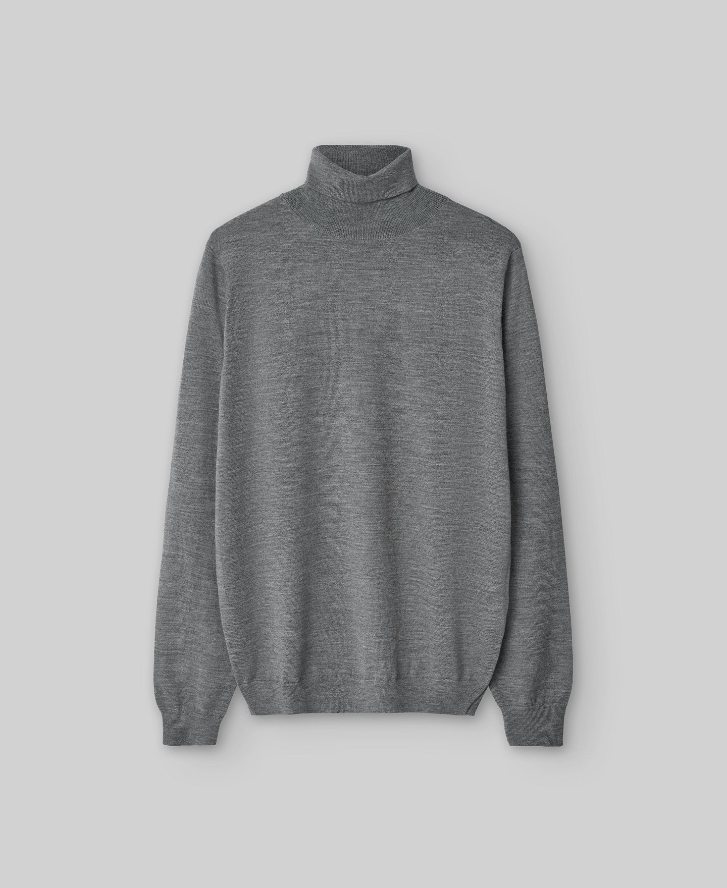 Merino wool turtleneck sweater man in grey melange