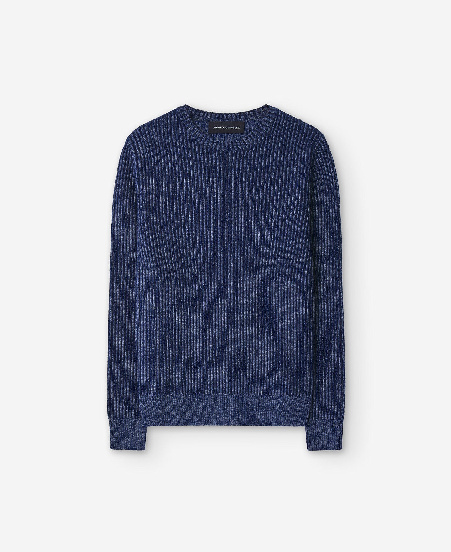 Blue Melange Knitted Sweater For Men
