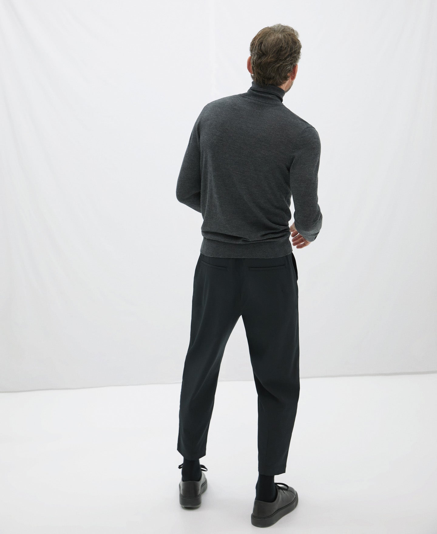 Grey Merino Wool Turtleneck Sweater