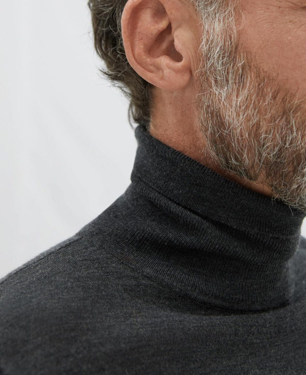 Grey Merino Wool Turtleneck Sweater