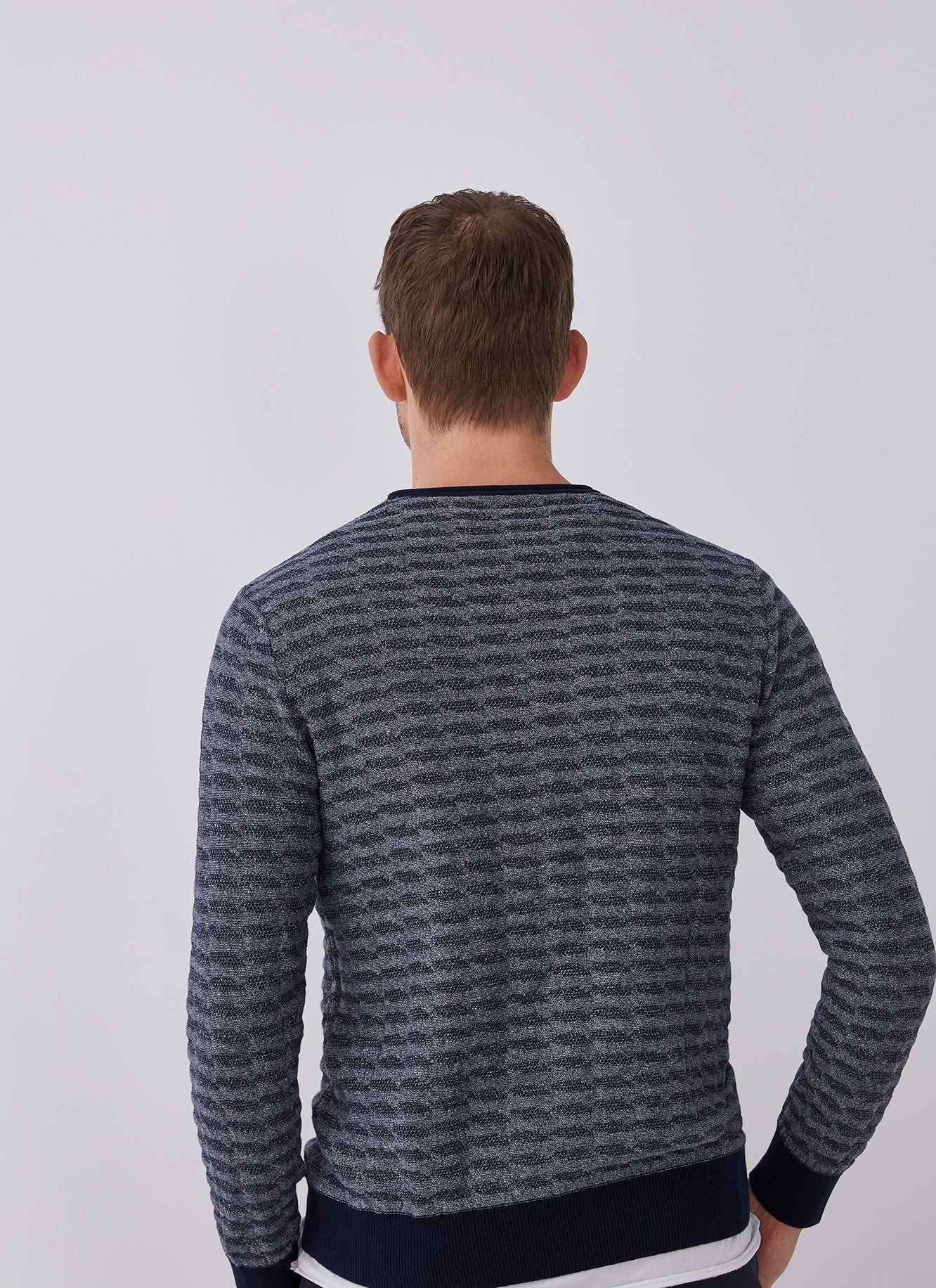Blue/Grey Printed Cotton Sweater