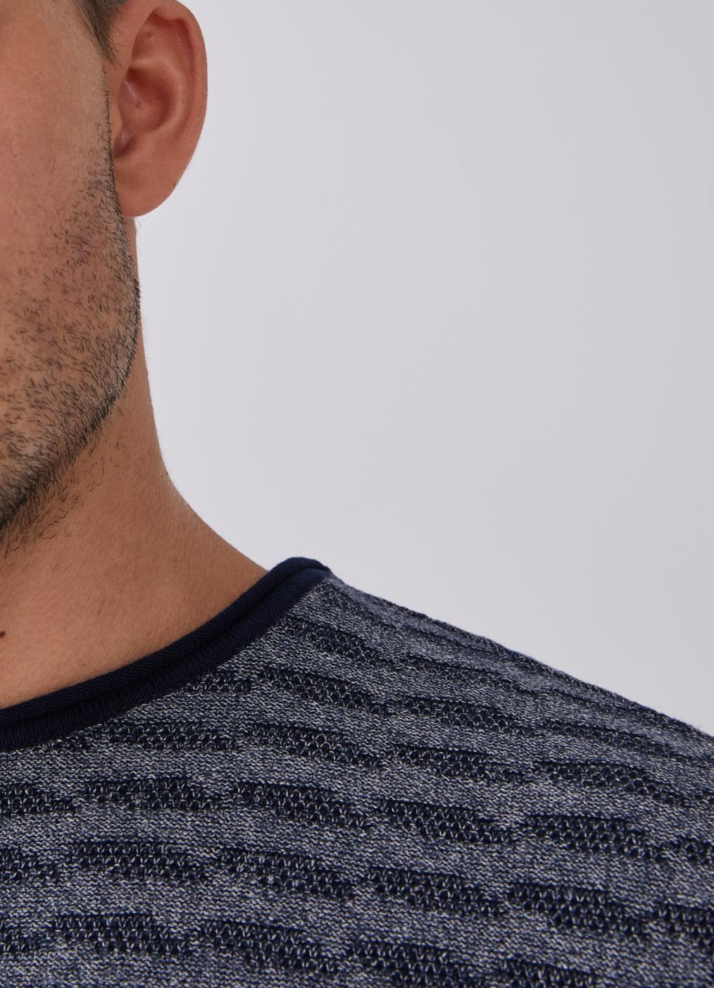 Blue/Grey Printed Cotton Sweater
