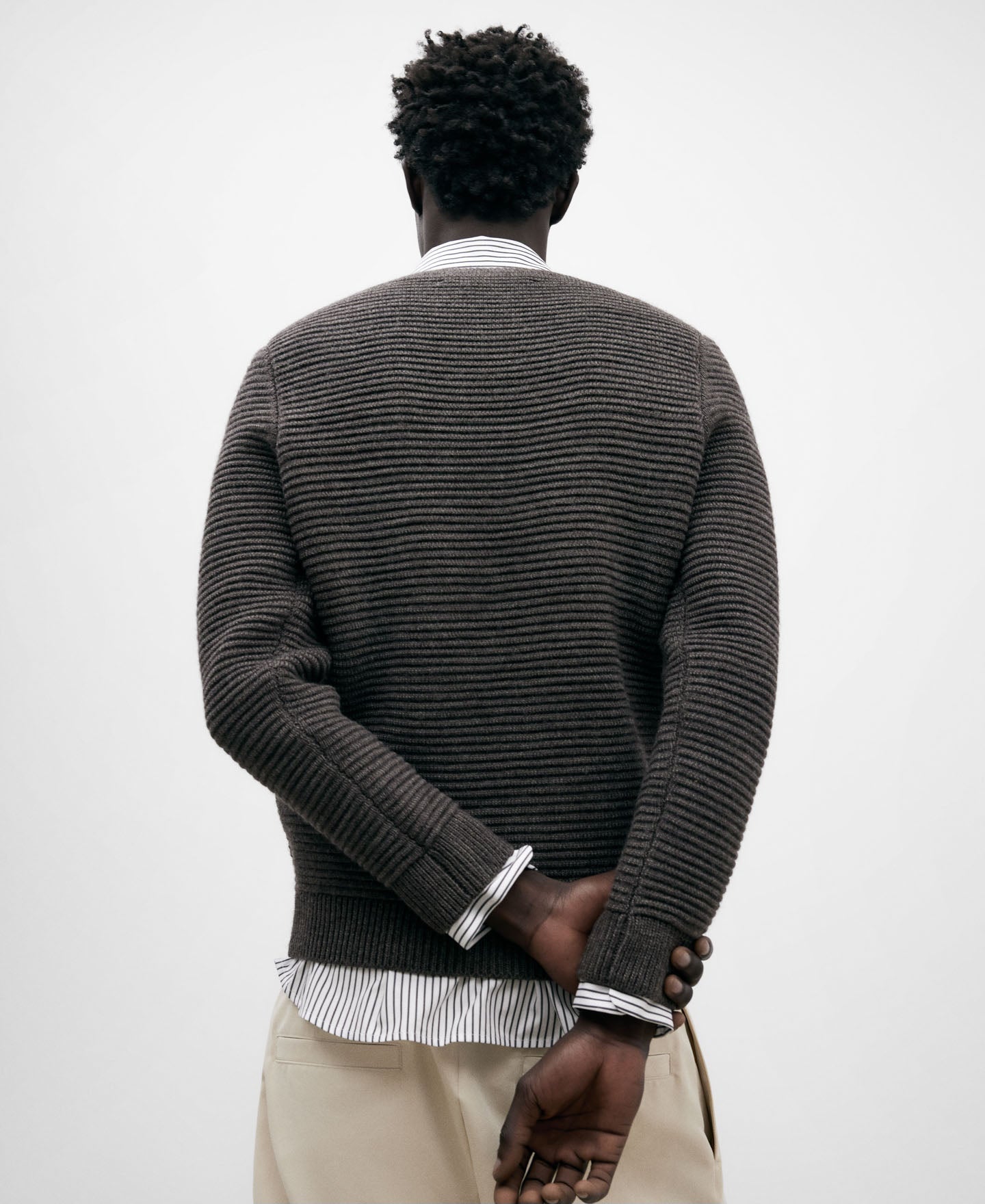Brown Wool Blend Sweater For Men