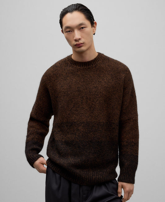 Gradient knit sweater man in brown print