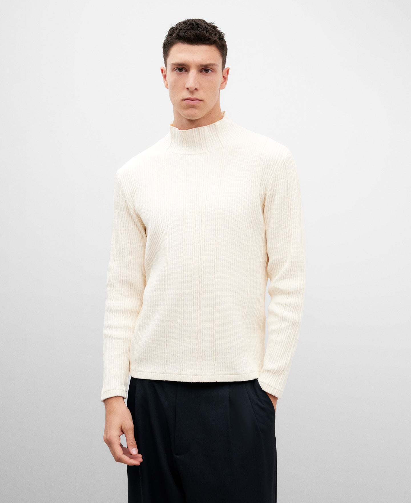 Ecru Cotton Sweater For Men