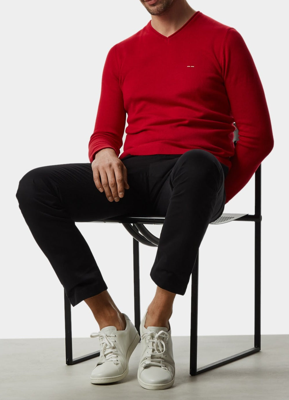 Red V-Neck Organic Cotton Sweater