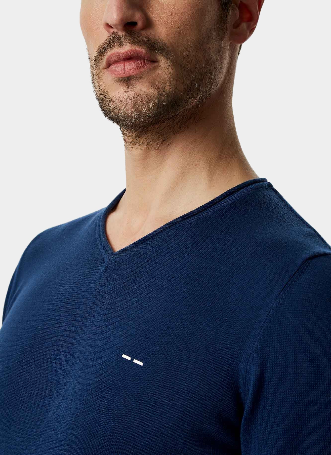 Cobalt V-Neck Organic Cotton Sweater