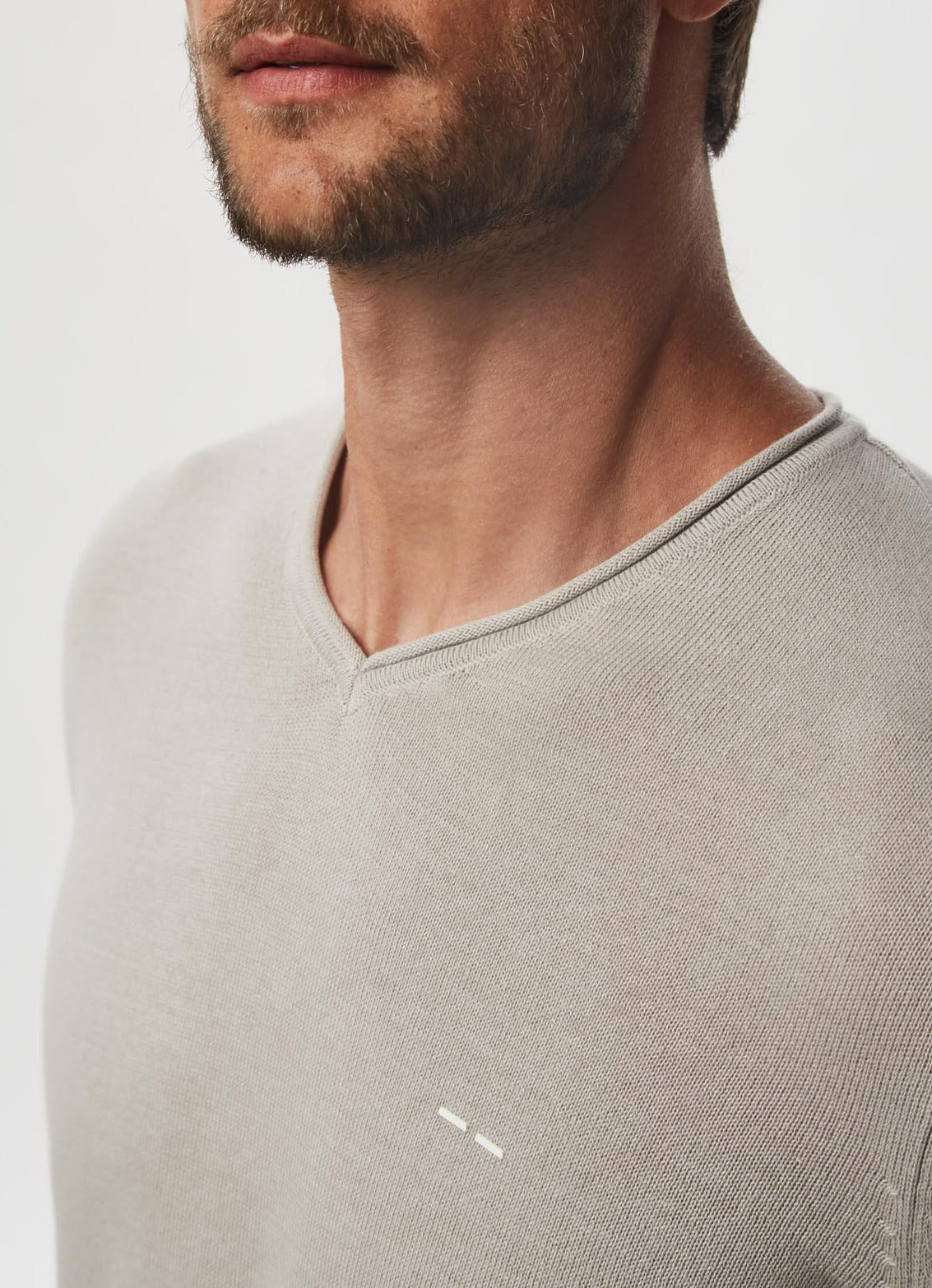 Sand V-Neck Organic Cotton Sweater