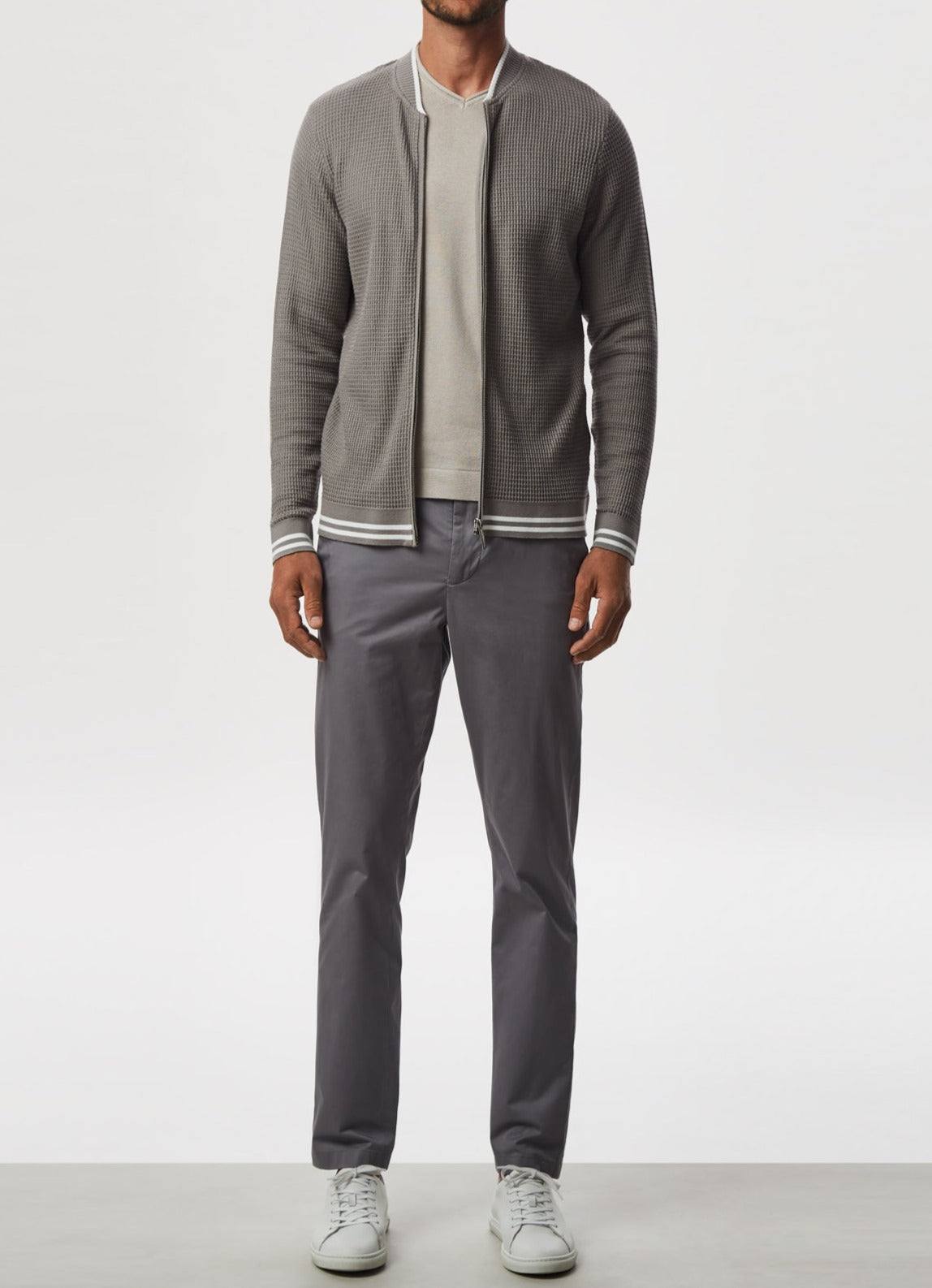 Sand V-Neck Organic Cotton Sweater