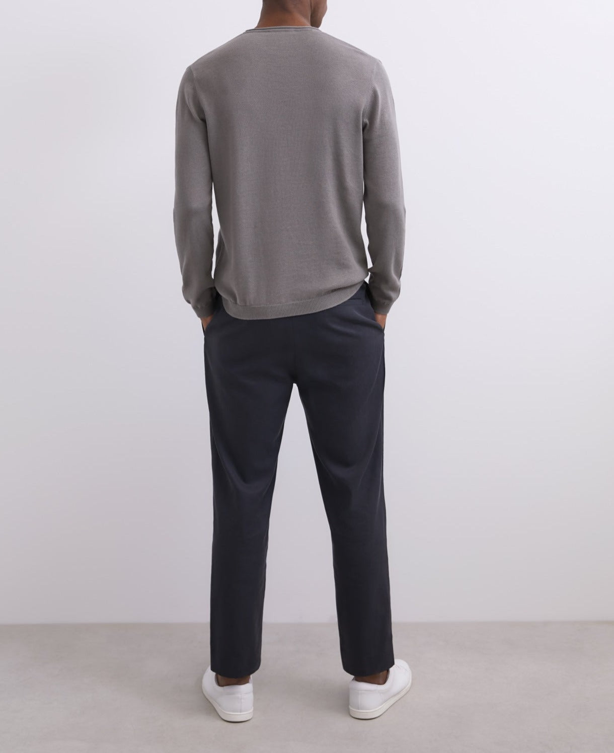 Grey Organic Cotton Crew Collar Sweater