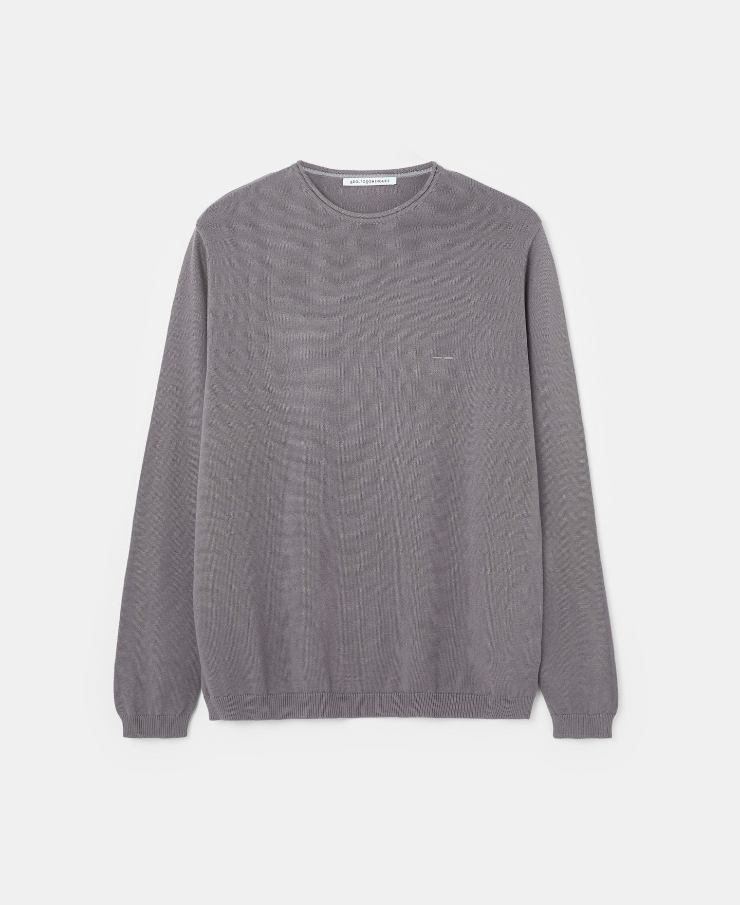 Grey Organic Cotton Crew Collar Sweater