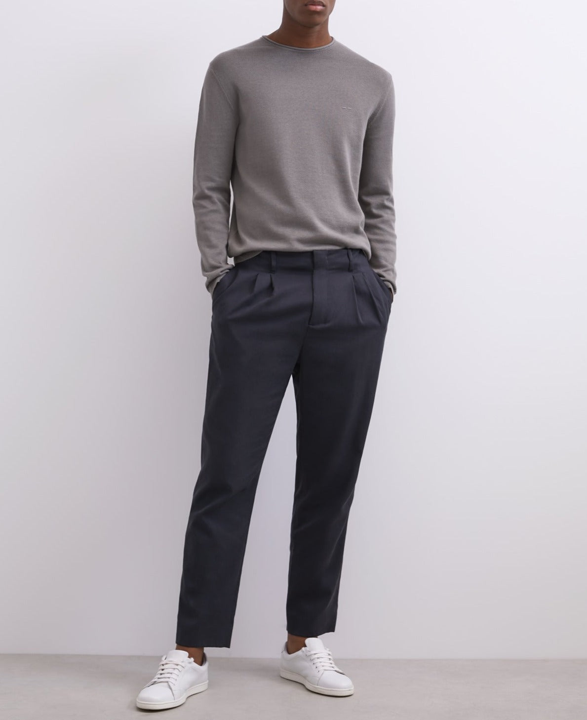 Grey Organic Cotton Crew Collar Sweater