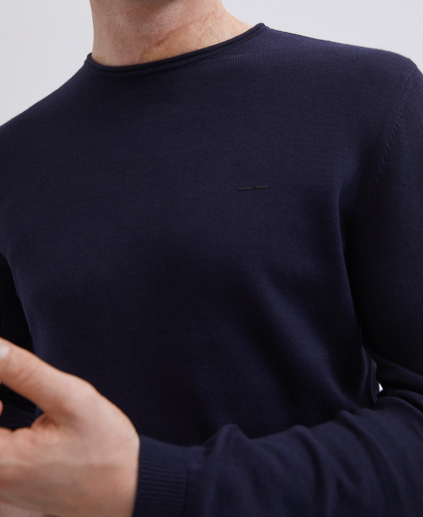 Navy Blue Organic Cotton Crew Collar Sweater