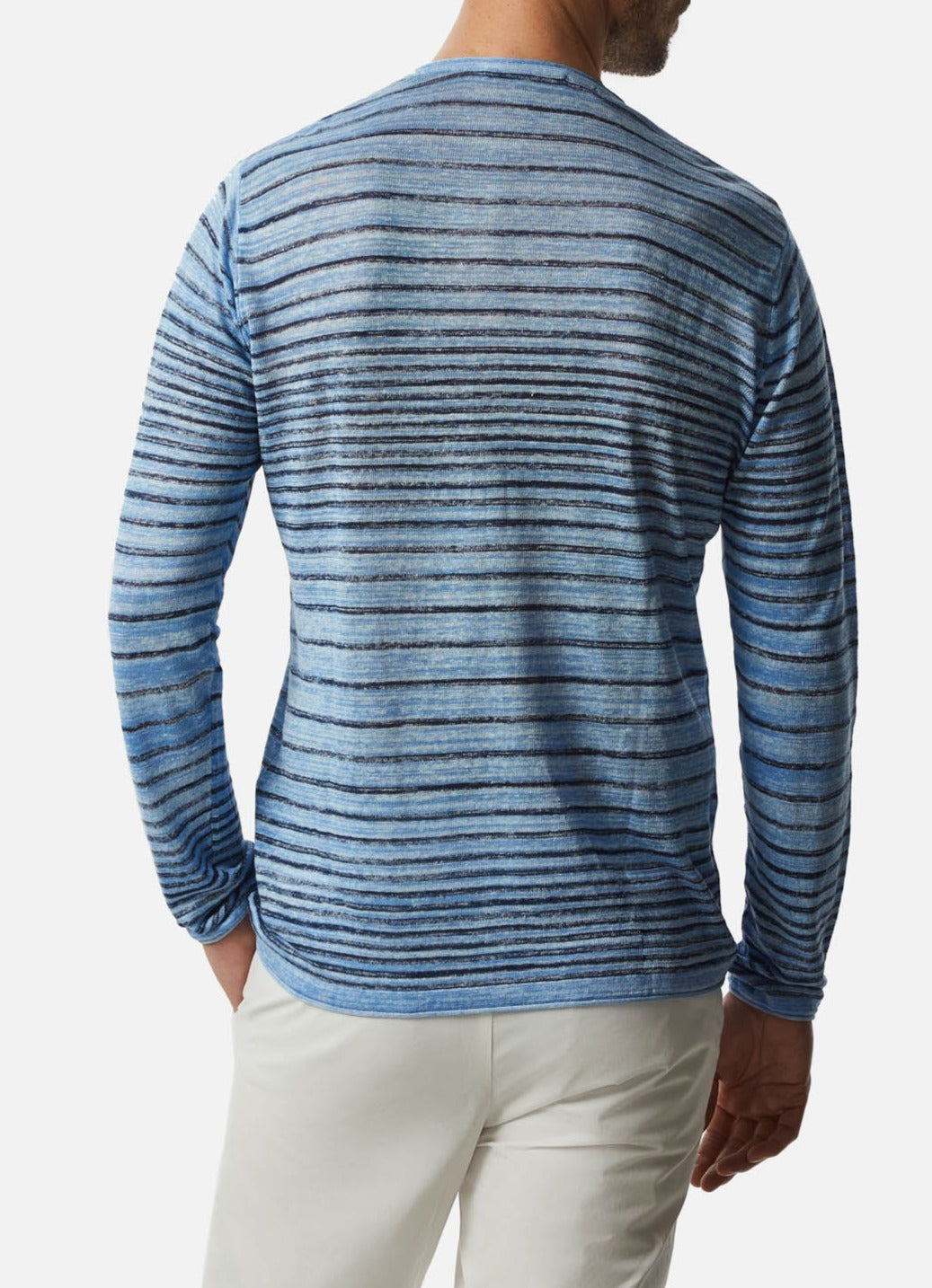 Sky Blue/White Striped Linen Sweater