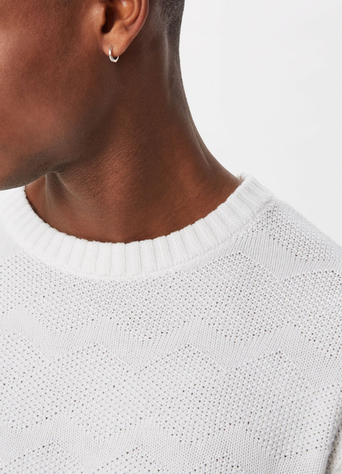 White Organic Cotton Textured Sweater