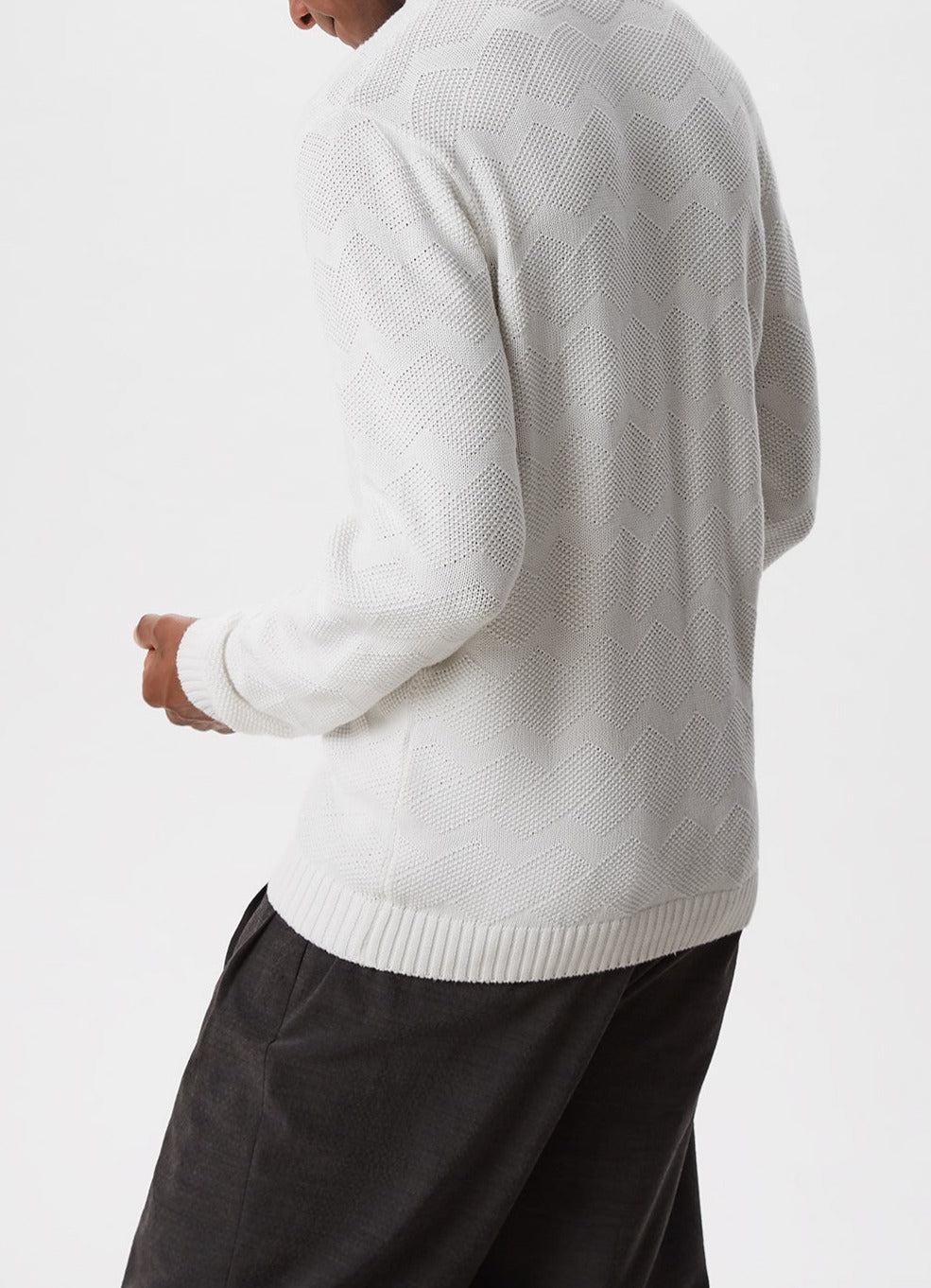 White Organic Cotton Textured Sweater