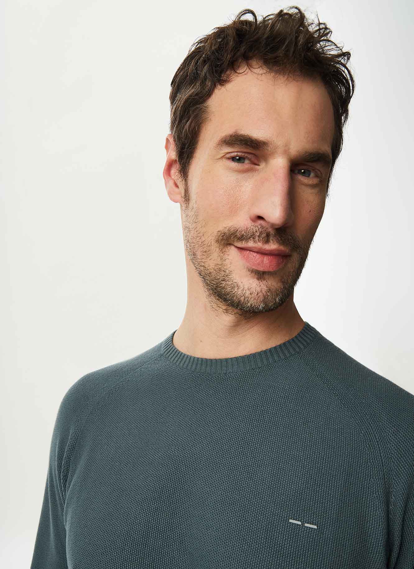 Lagoon Cotton Sweater With Striped Texture