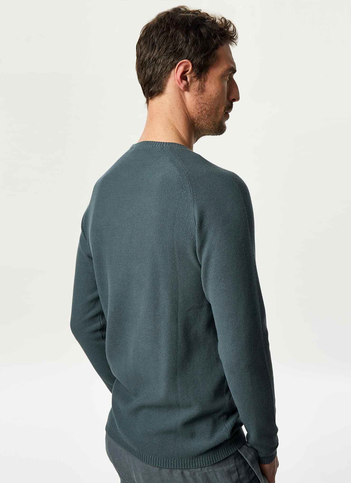 Lagoon Cotton Sweater With Striped Texture