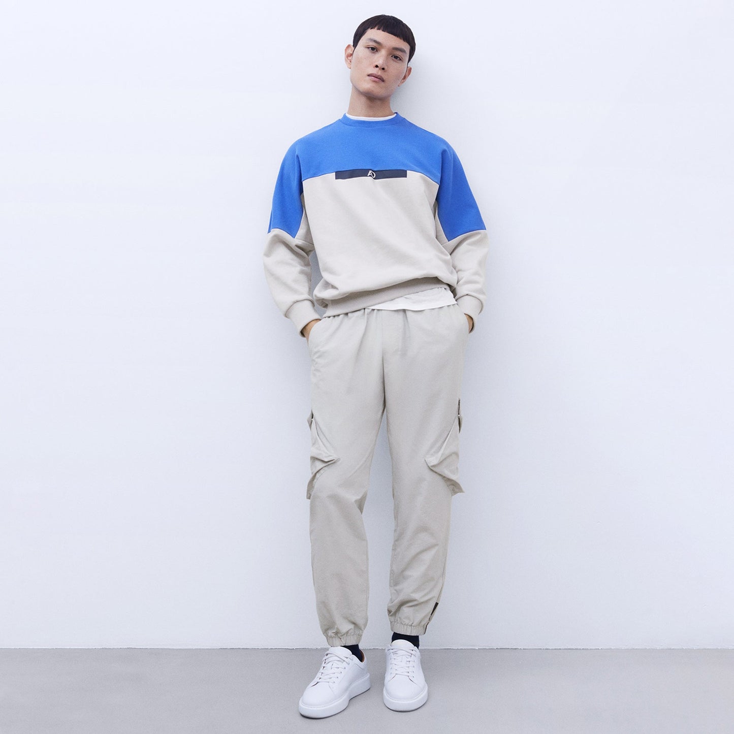 Blue/Grey Oversize Cotton Sweatshirt