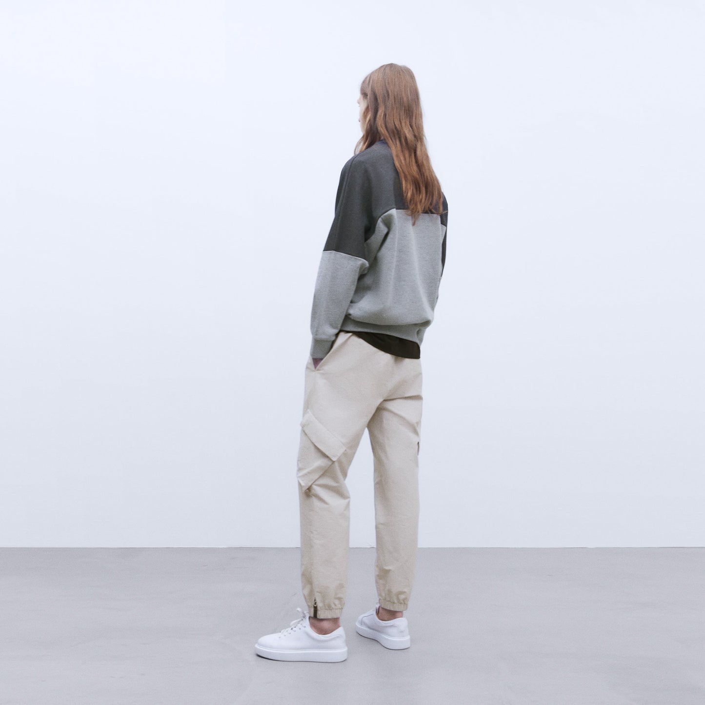 Grey Melange Oversize Sweatshirt