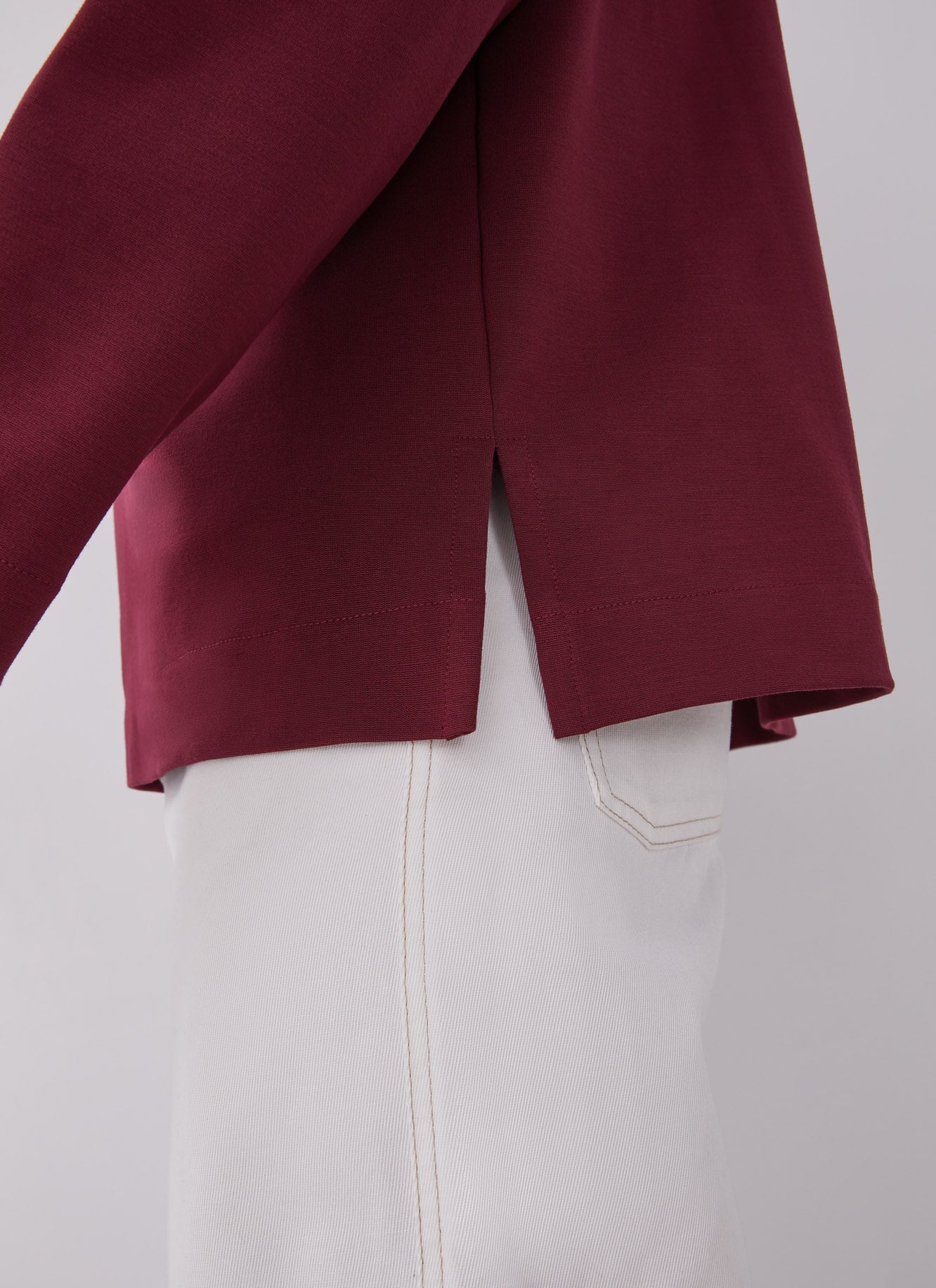 Red Hooded Sweatshirt With Chimney Collar