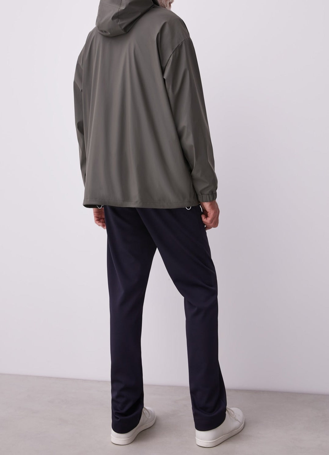 Ike Green Gummed Pullover With Hood And Pocket