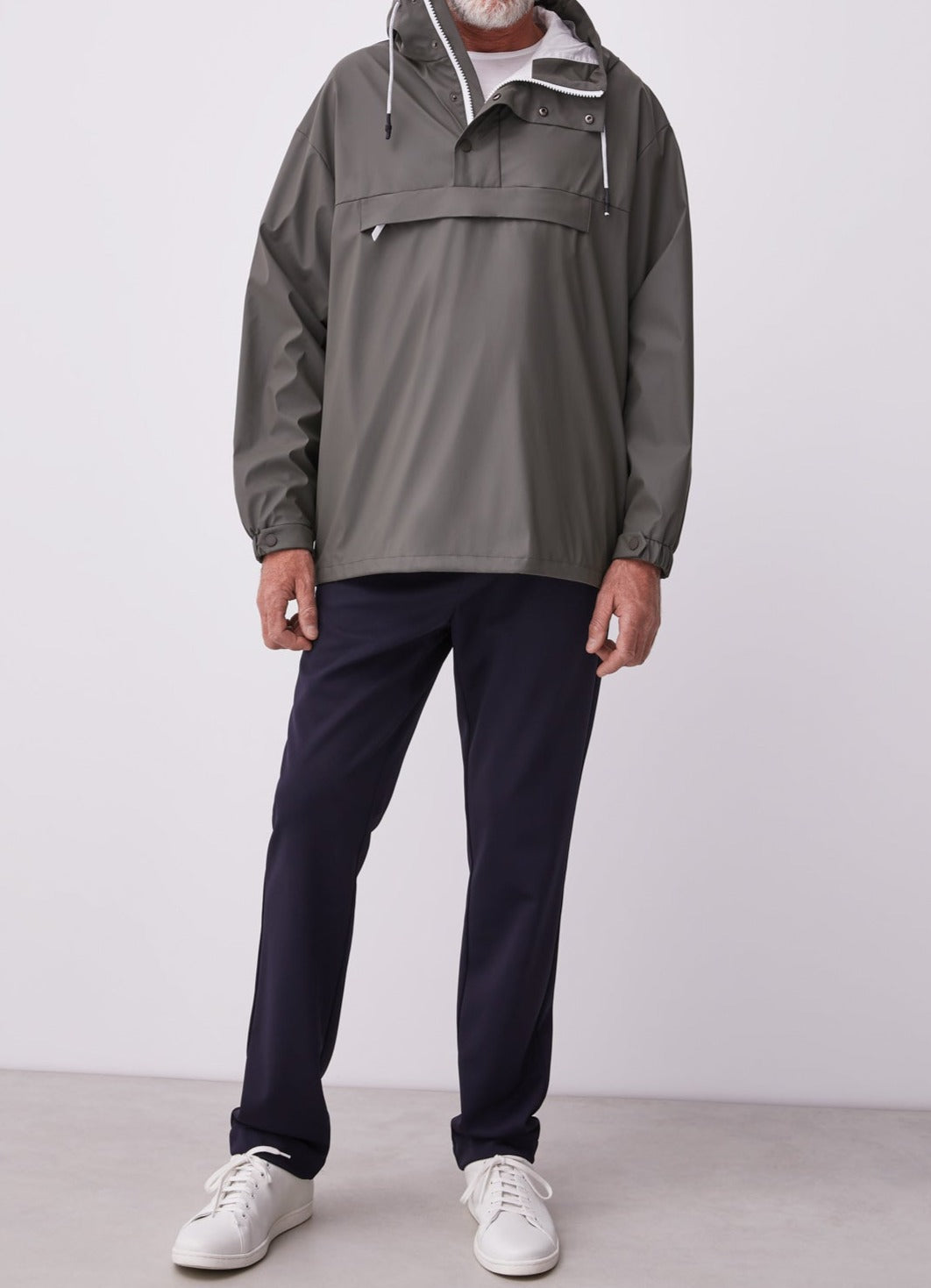 Ike Green Gummed Pullover With Hood And Pocket