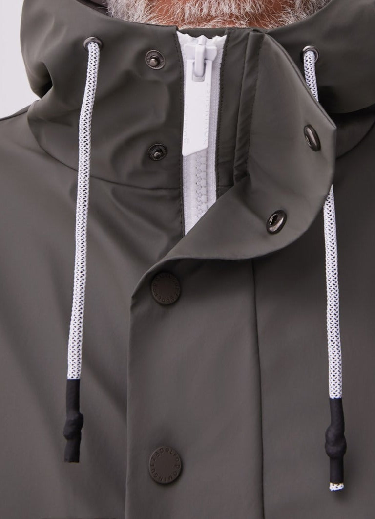 Ike Green Gummed Pullover With Hood And Pocket