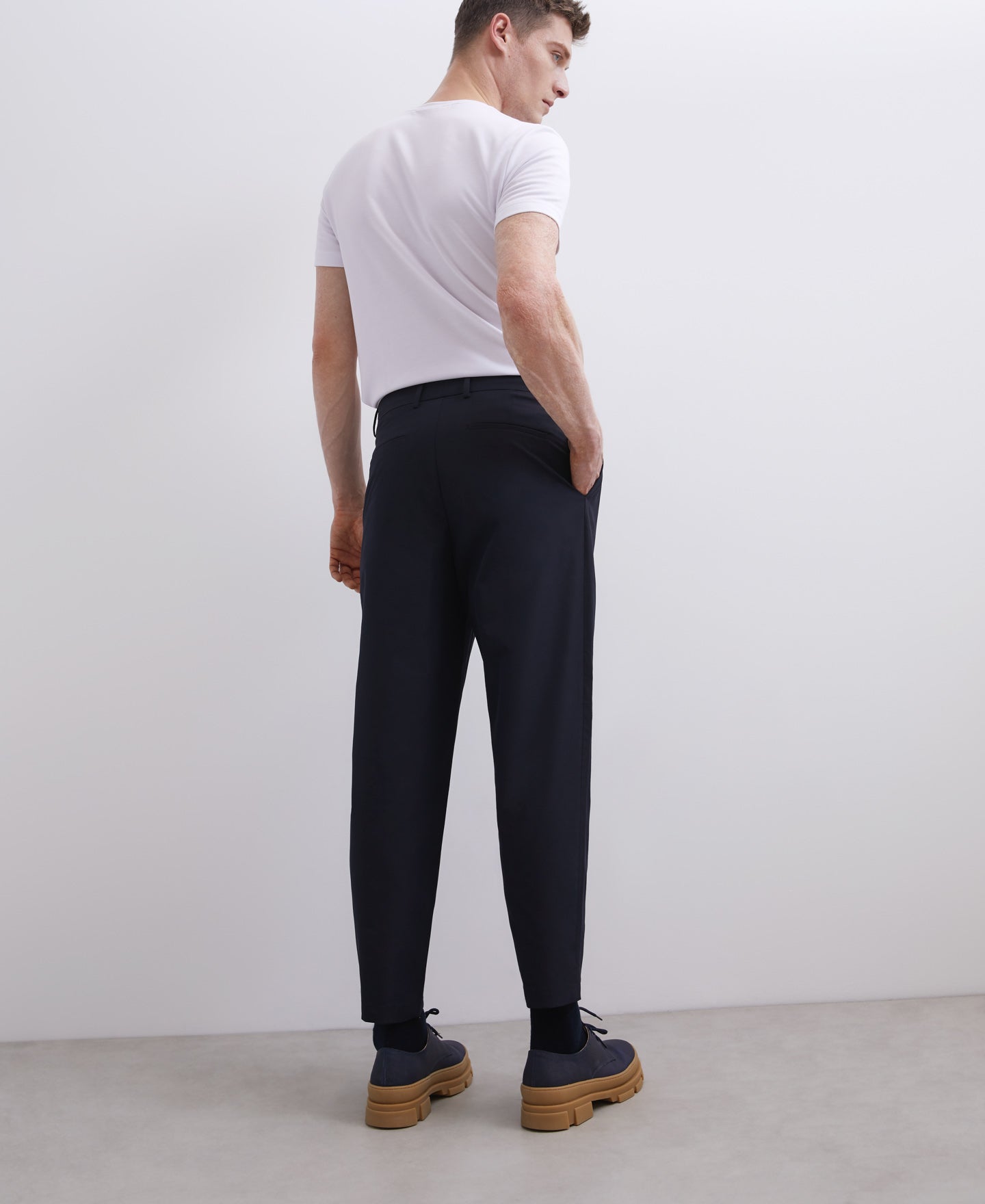 Navy Blue Blue Trousers With Darts