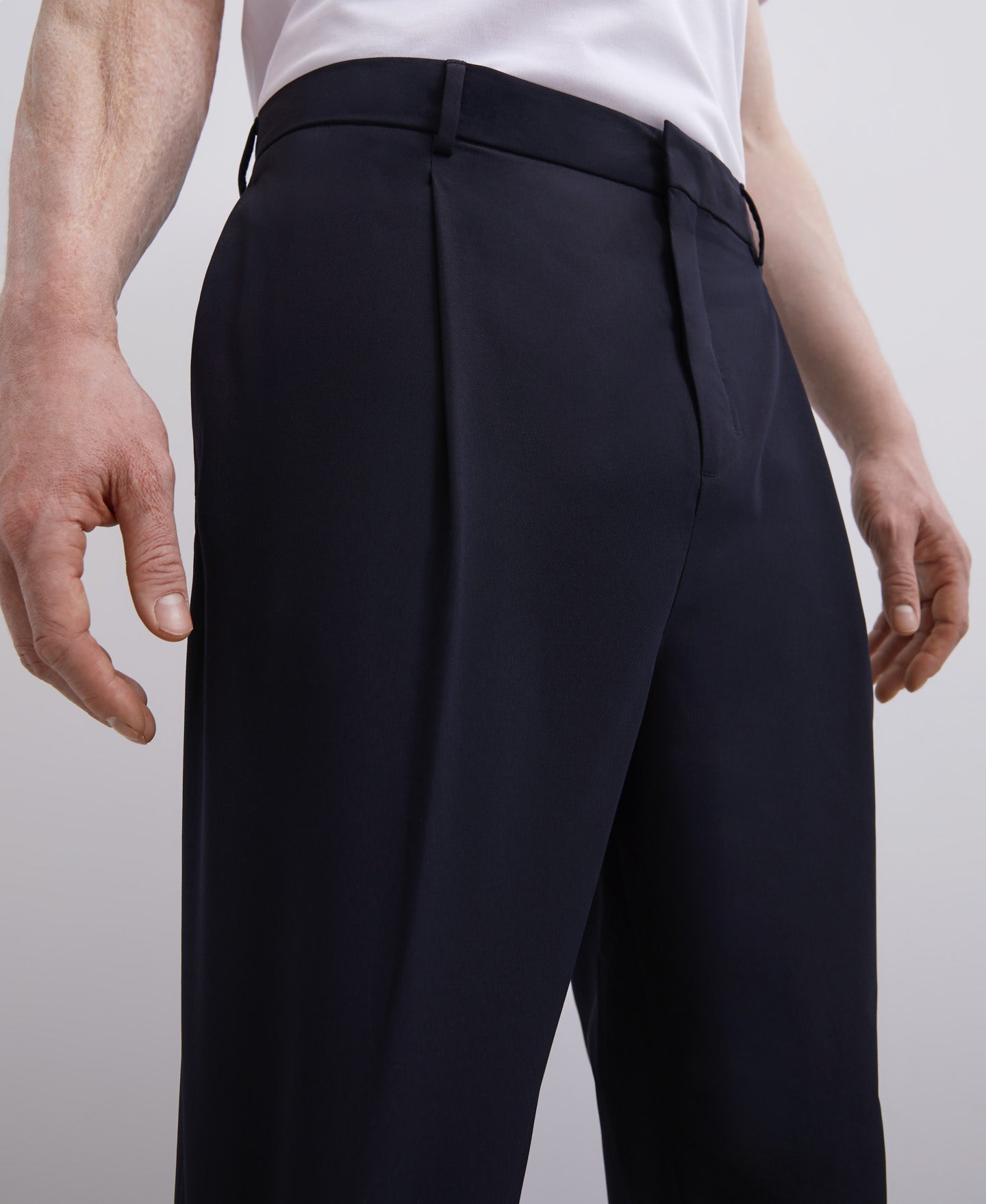 Navy Blue Blue Trousers With Darts