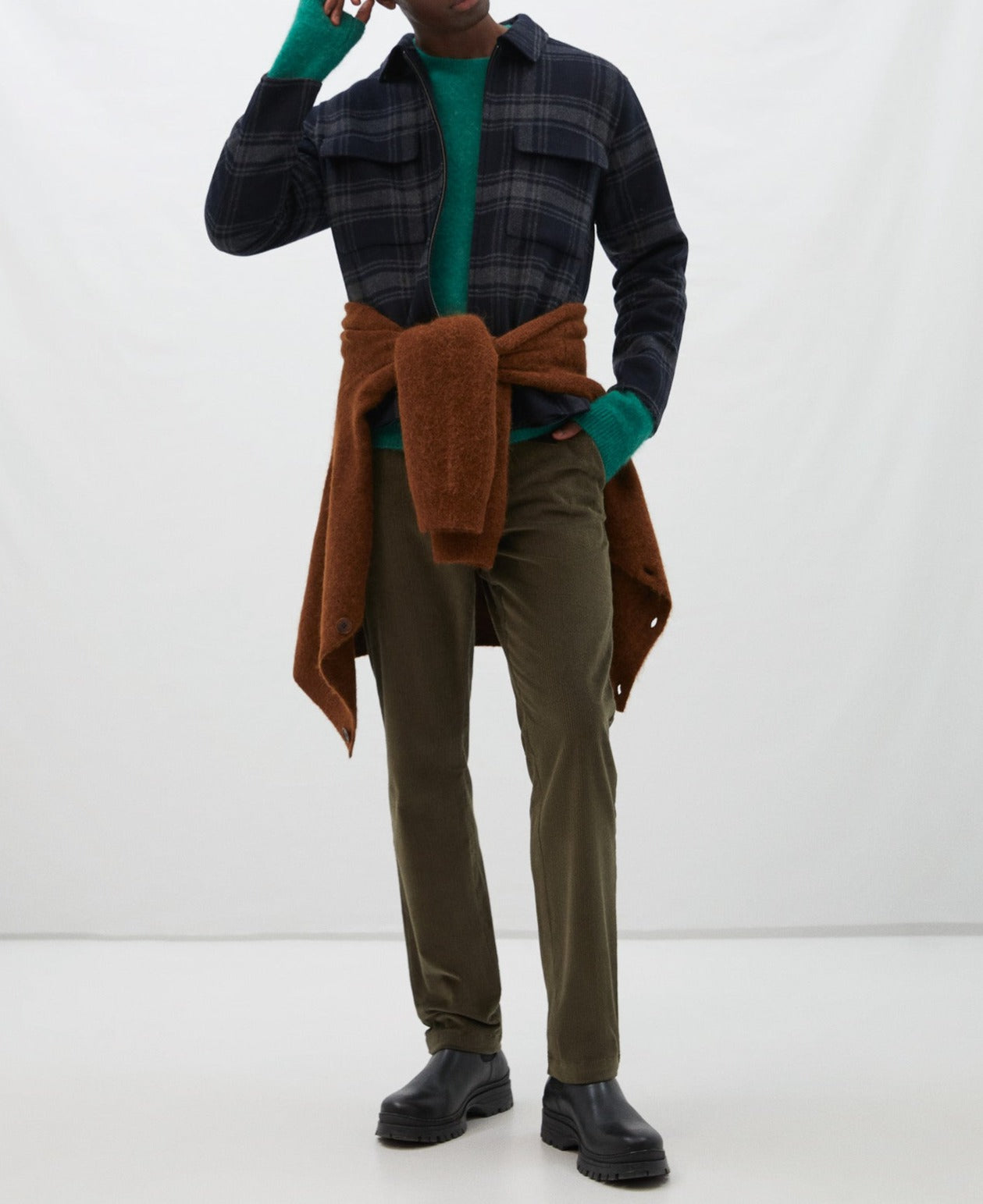 Green Corduroy Chino Trousers