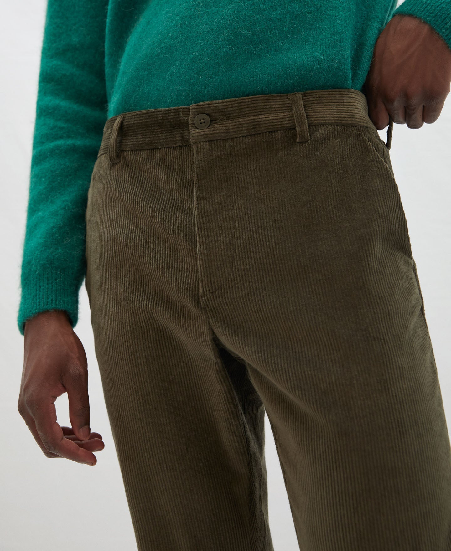 Green Corduroy Chino Trousers