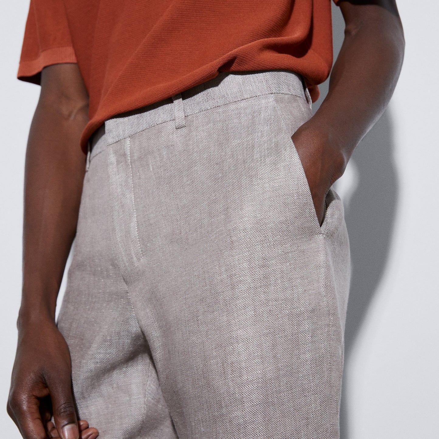 Light Brown Linen Chino Trousers