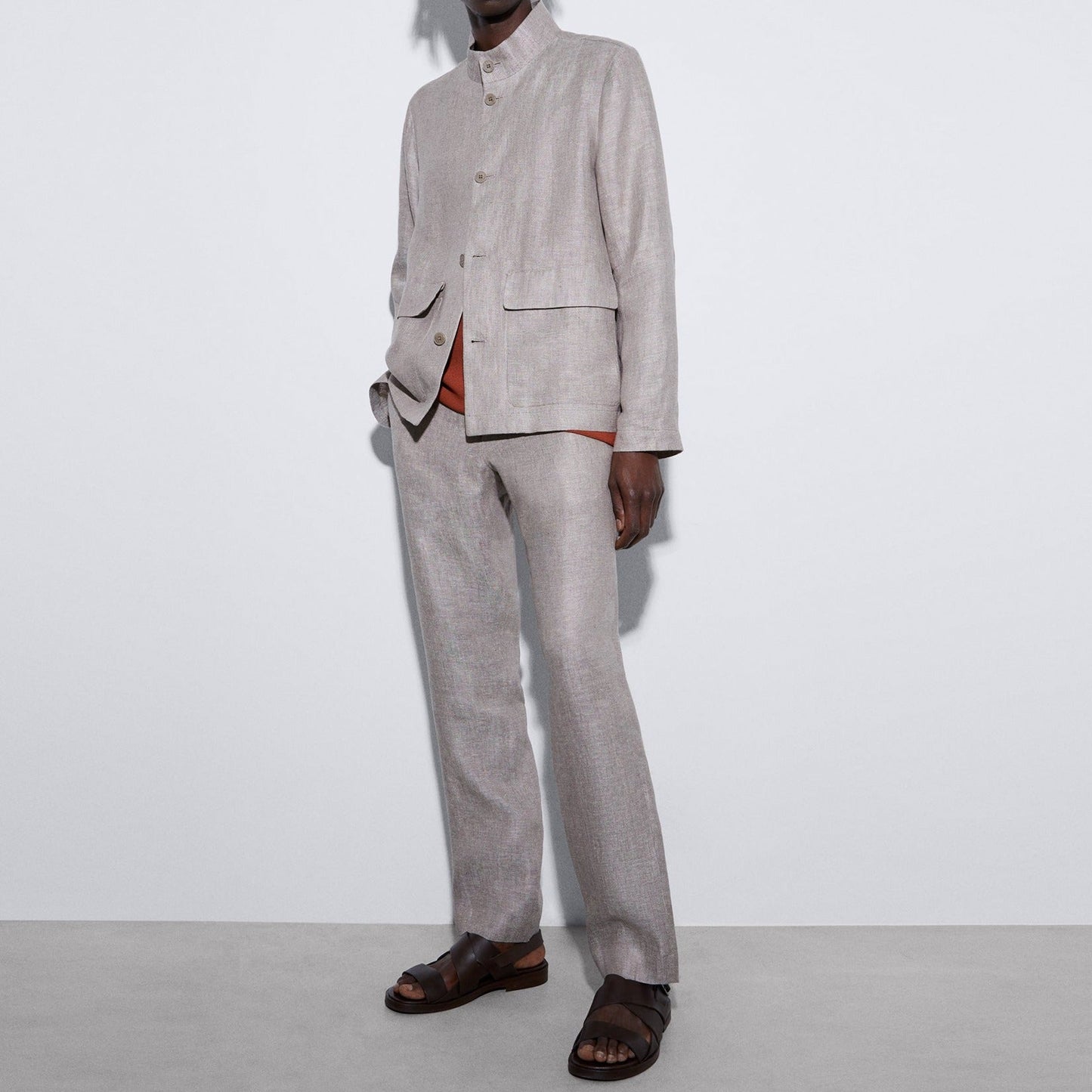 Light Brown Linen Chino Trousers