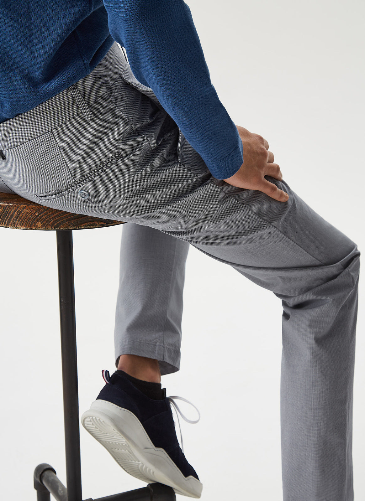 Navy Blue/White Speckled Stretch Trousers