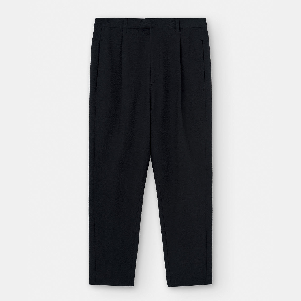 Black Cotton Seersucker Chino Pants