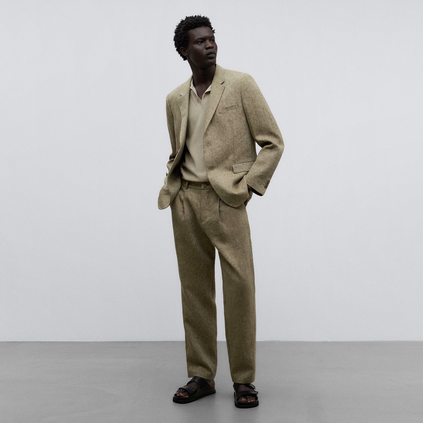 Brown/Ecru European Linen Tailored Trousers