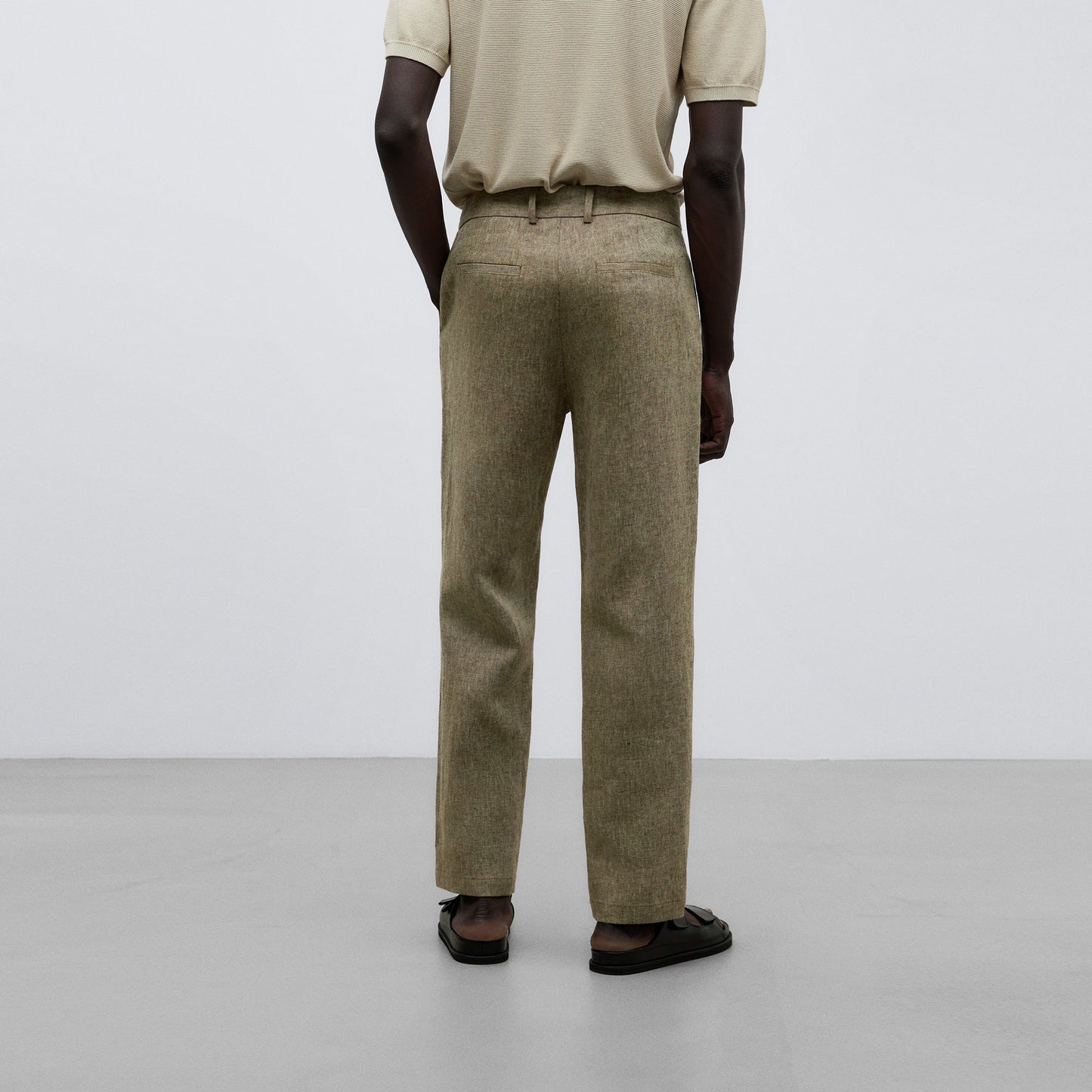 Brown/Ecru European Linen Tailored Trousers