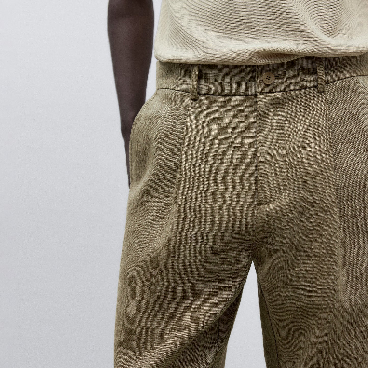 Brown/Ecru European Linen Tailored Trousers