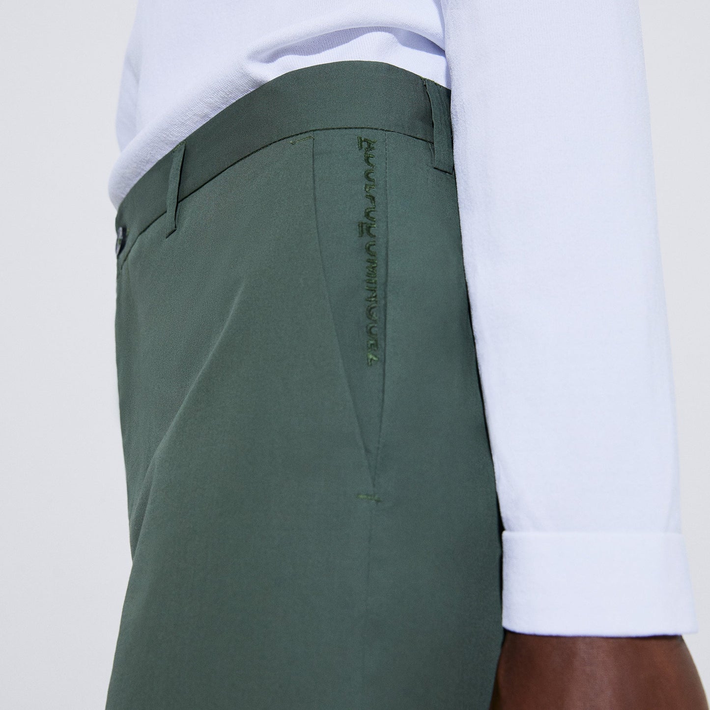 Dark Green Straight Trousers In Cotton