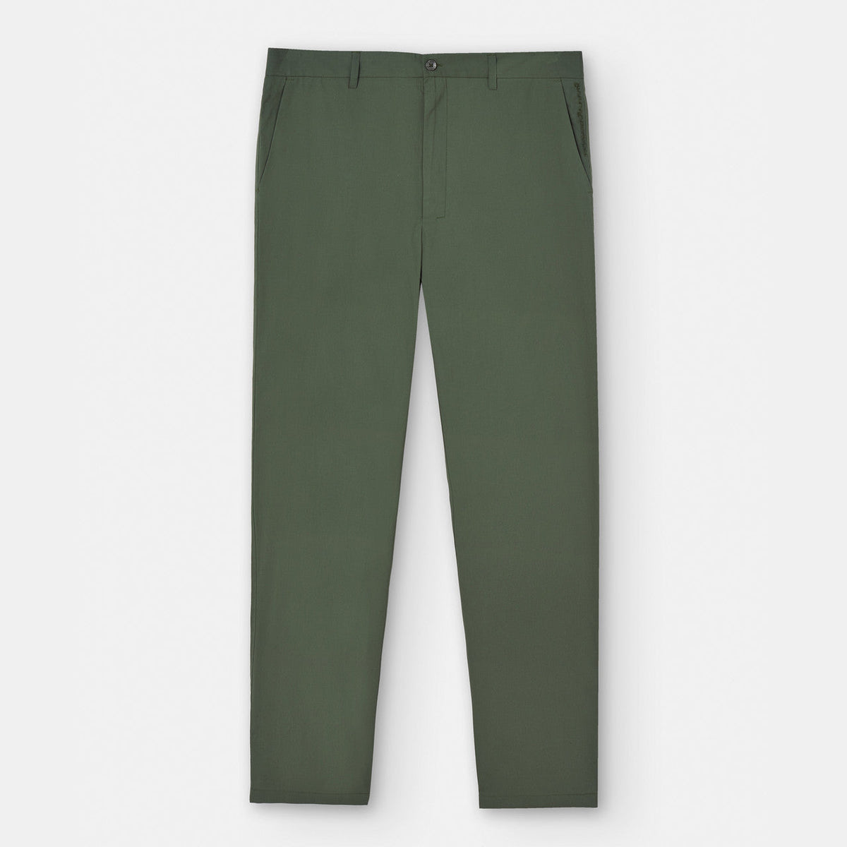 Dark Green Straight Trousers In Cotton