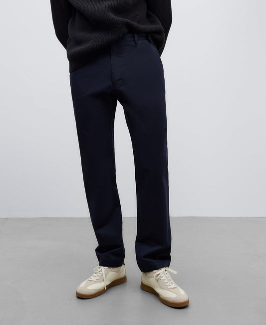 Navy Blue Twill Chino Trousers