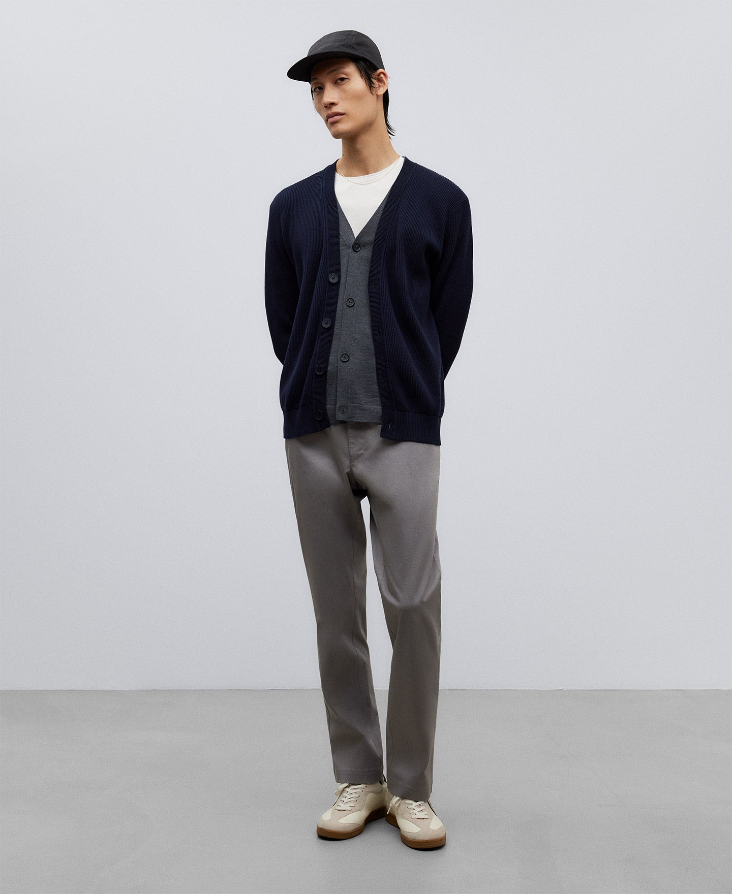 Light Grey Cotton Twill Chino Trousers