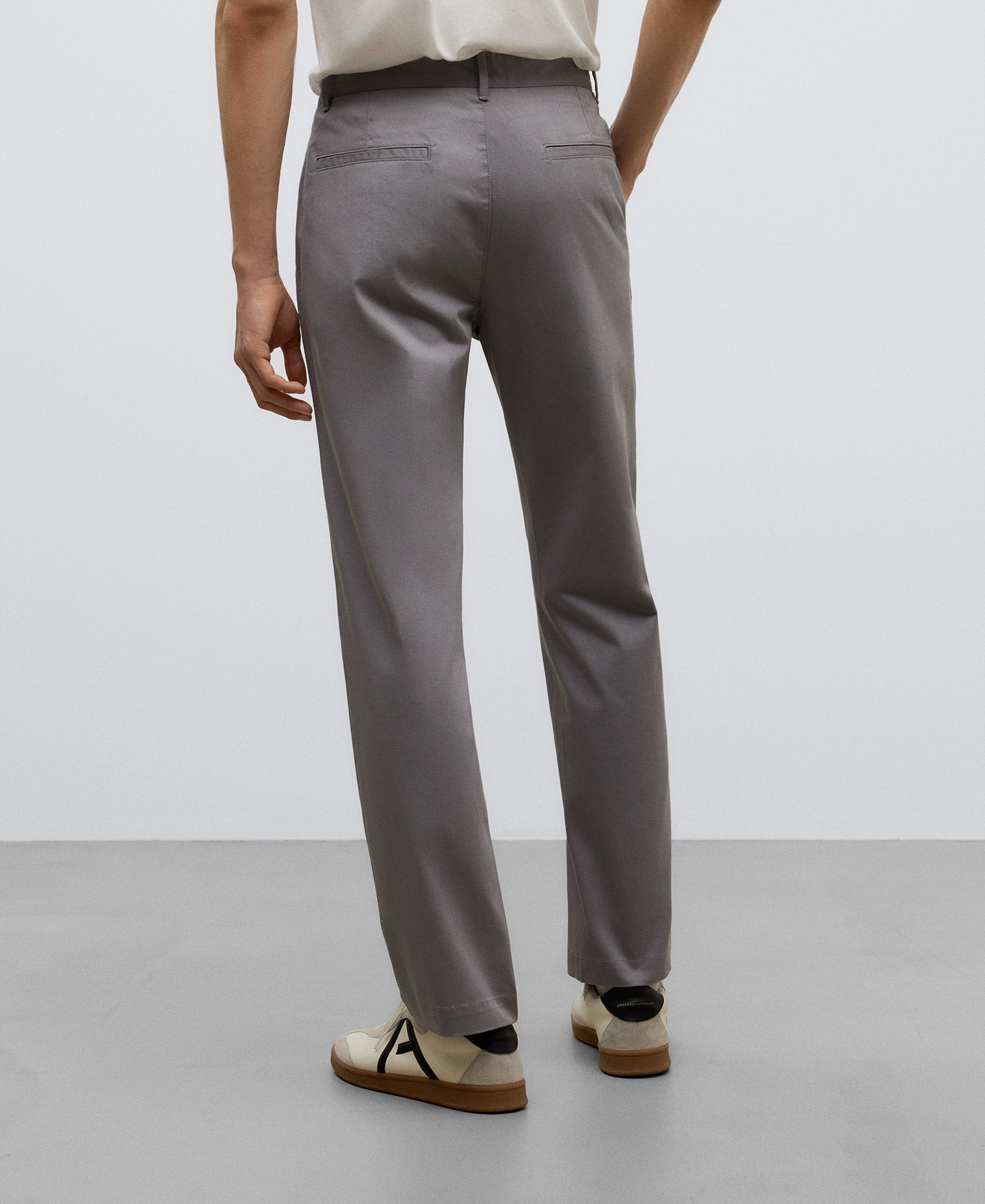 Light Grey Cotton Twill Chino Trousers