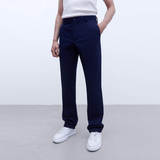Navy Blue Cotton Chino Trousers