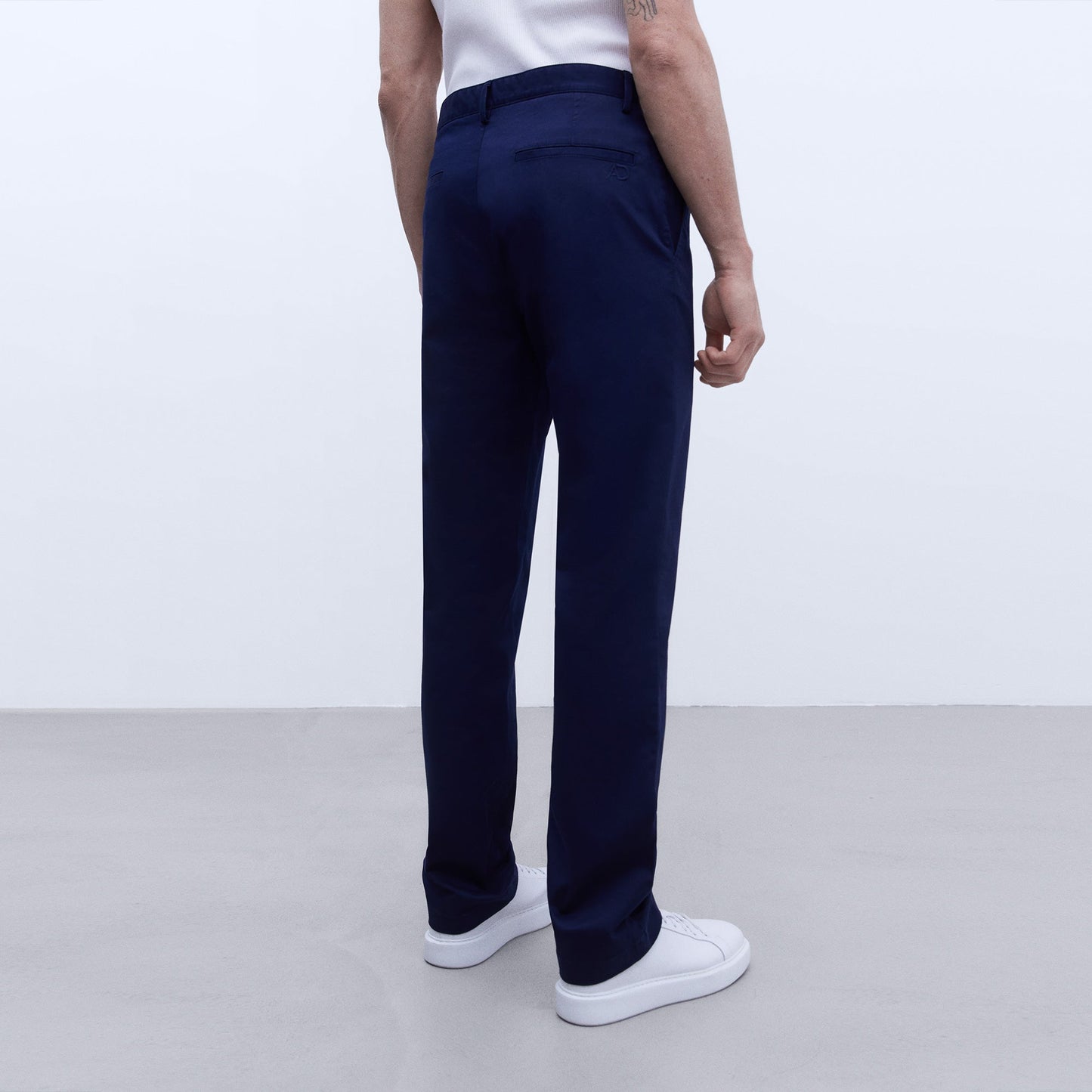 Navy Blue Cotton Chino Trousers
