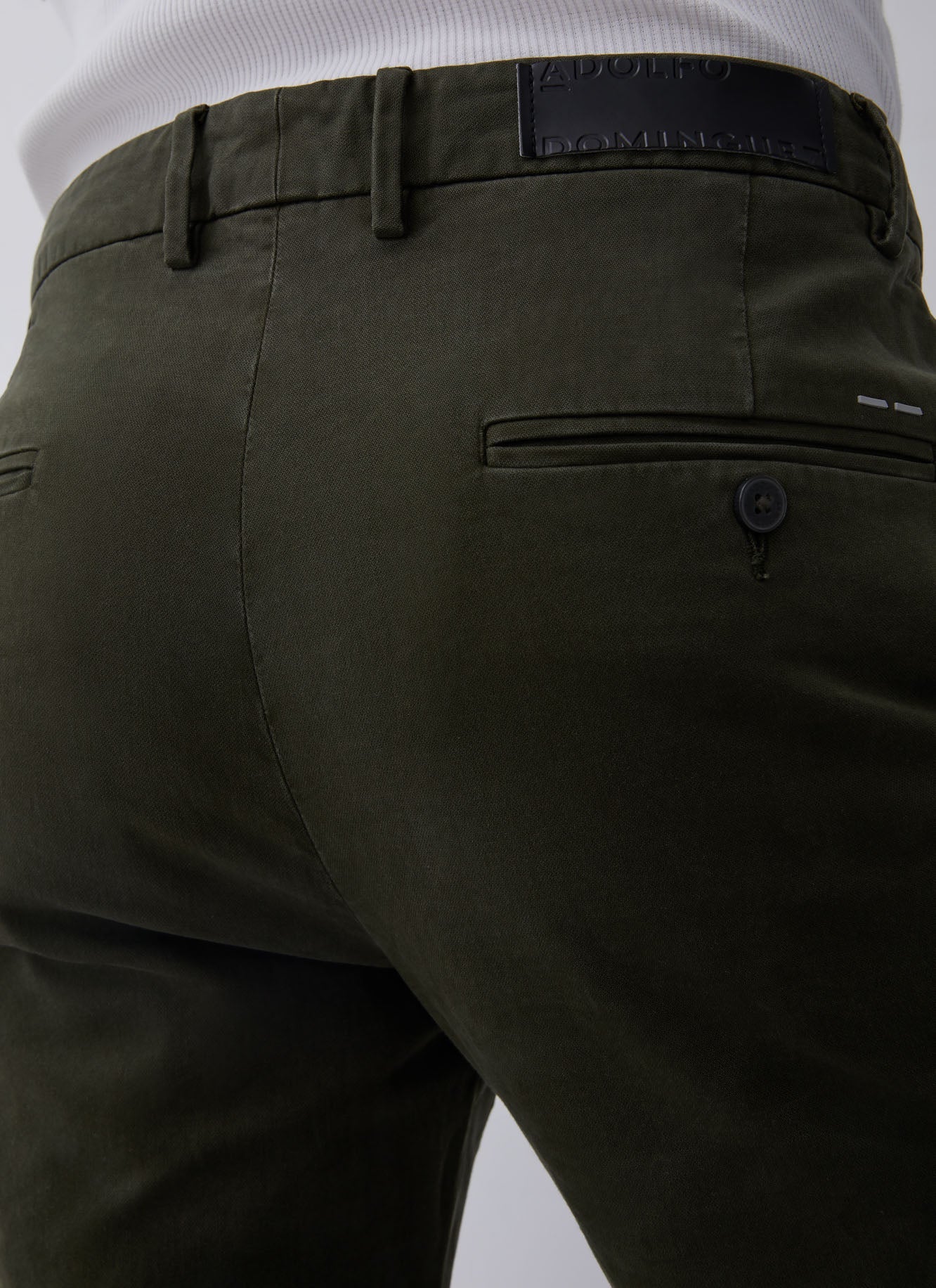 Green Elastic Cotton Chino Trousers