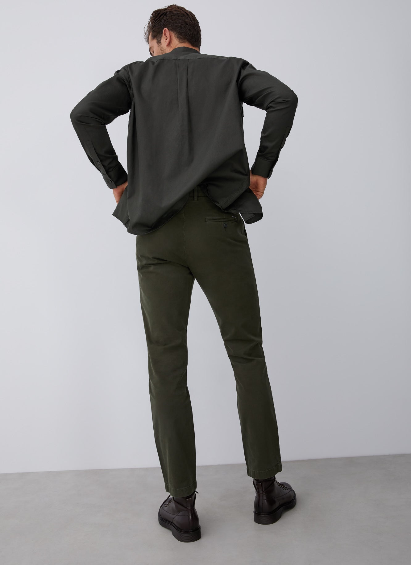 Green Elastic Cotton Chino Trousers